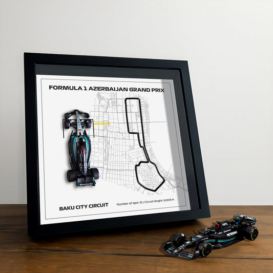 F1 Framed - Azerbaijan GP - Baku City Circuit | Various Cars | F1 Wall Art | Circuit Frame | F1 Gift | Framed F1 Art | Formula One
