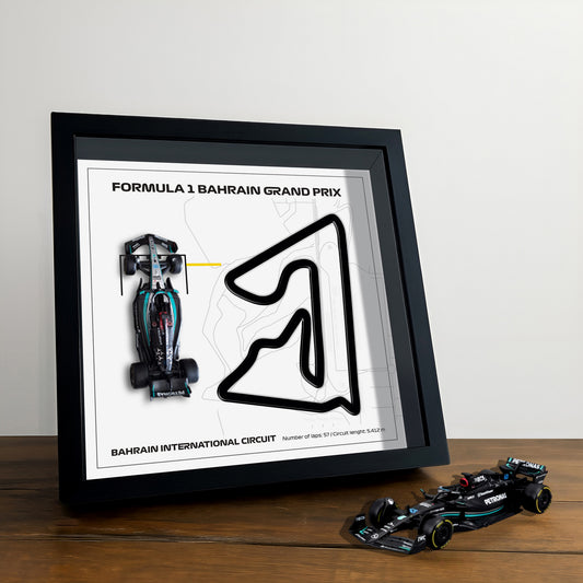 F1 Framed - Bahrain GP - Bahrain Internacional Circuit | Various Cars | F1 Wall Art | Circuit Frame | F1 Gift | Framed F1 Art | Formula One