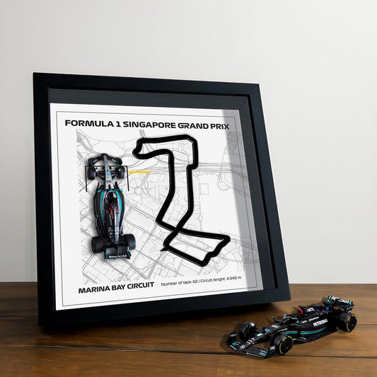 F1 Framed - Singapore GP - Marina Bay Circuit | Various Cars | F1 Wall Art | Circuit Frame | F1 Gift | Framed F1 Art | Formula One