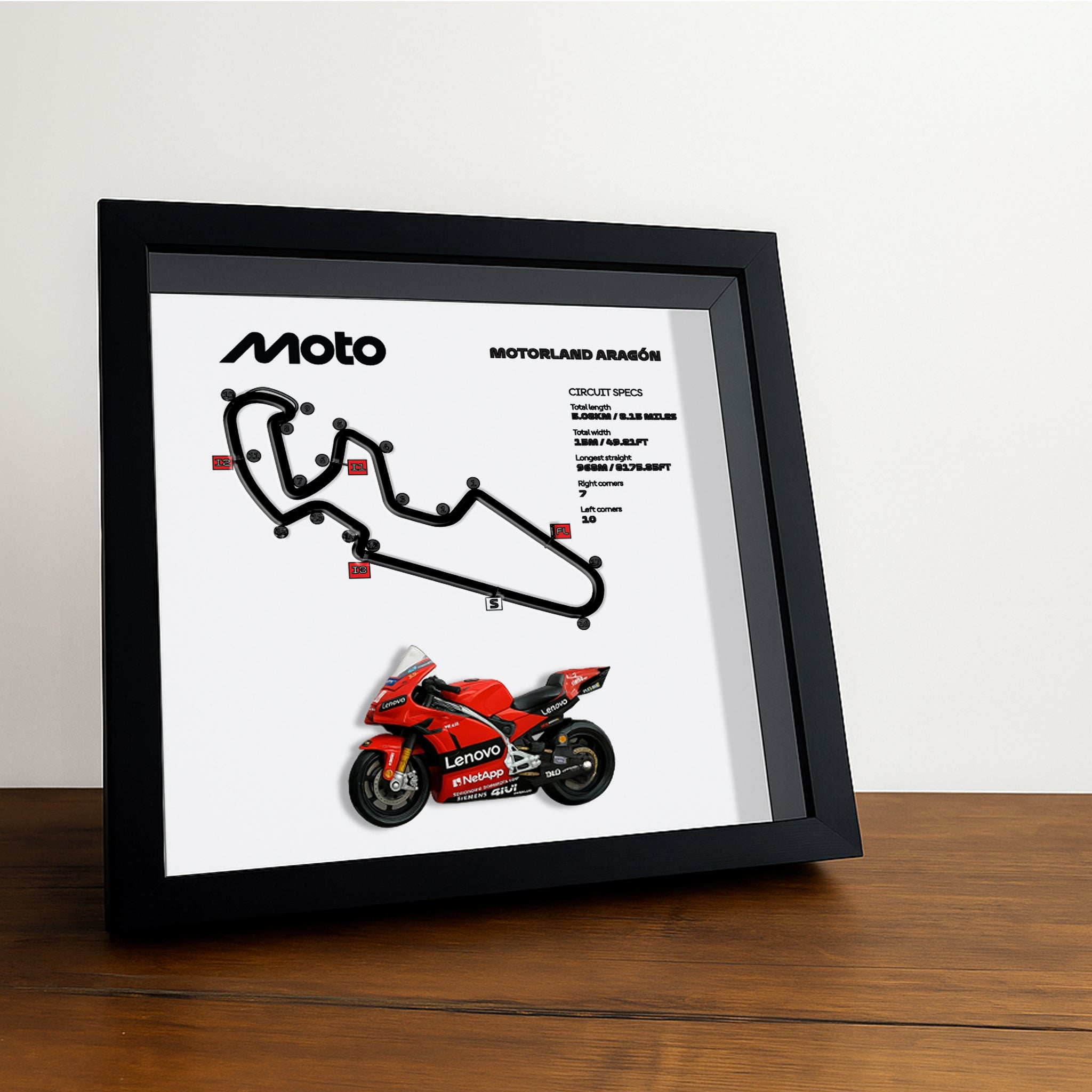 motorland-aragon-moto-circuit-3d-framed-track-wall-art-with-motorcycle-model-spain-racing-gift