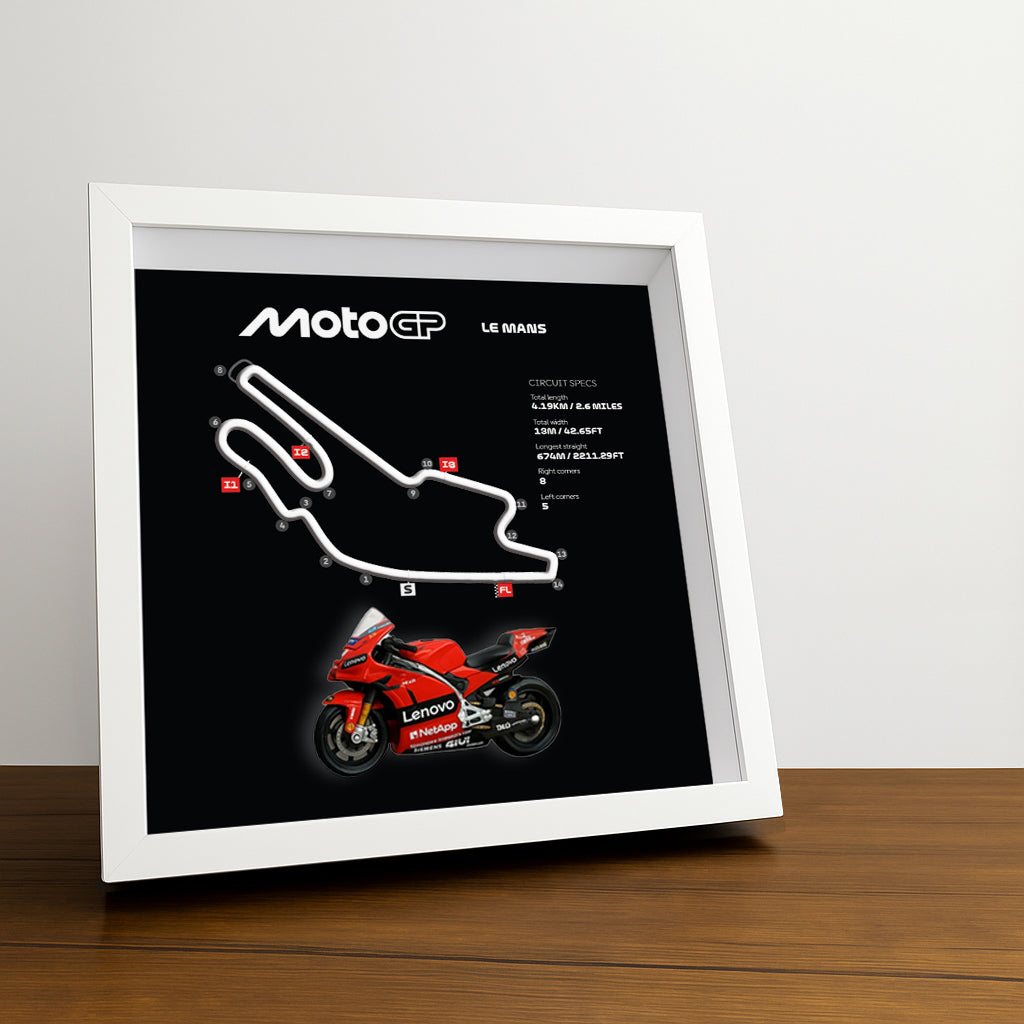 le-mans-moto-circuit-black-3d-framed-track-wall-art-with-motorcycle-model-france-racing-gift