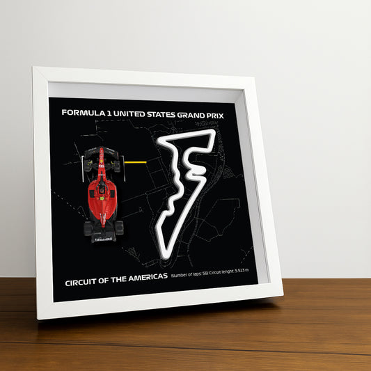 F1 Framed - United States - Circuit of the Americas | Various Cars | F1 Wall Art | Circuit Frame | F1 Gift | Framed F1 Art | Formula One