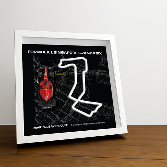 F1 Framed - Singapore - Marina Bay Circuit | Various Cars | F1 Wall Art | Circuit Frame | F1 Gift | Framed F1 Art | Formula One