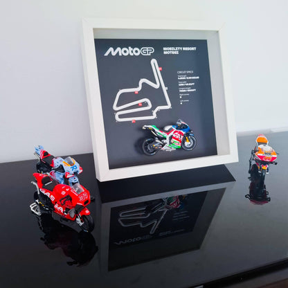 Motegi Moto Circuit 3D Framed Art: Japan Racing Gift with Motorcycle Model