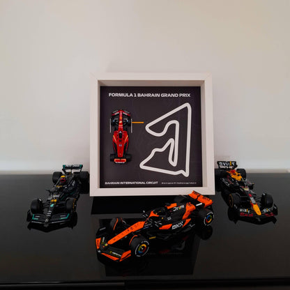 F1 Bahrain Circuit Framed Art: Plexiglass 3D Track with Formula One Car Model