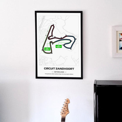Framed F1 Zandvoort Circuit Poster: Formula 1 Grand Prix Track Map - 50x70cm