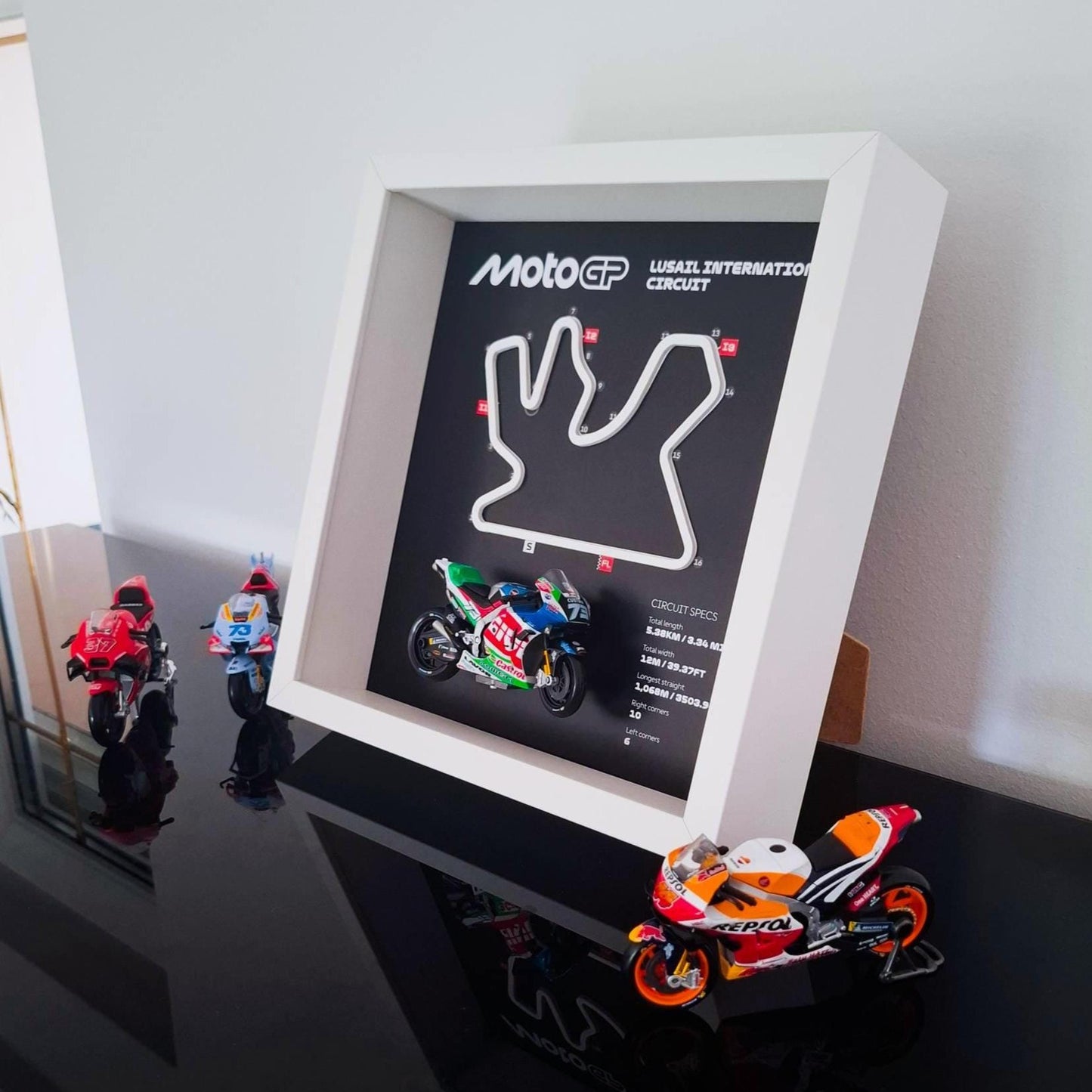 Lusail Circuit 3D Framed Moto Art: Qatar Racing Gift