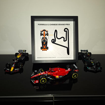 F1 Shanghai Framed 3D Art: Plexiglass 3D Track With Formula One Car Model