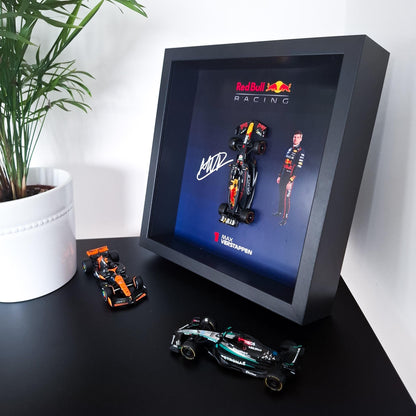 Max Verstppen F1 Frame with 1:43 Scale Car - High-Quality Printed Background - 25x25 cm Display - Formula 1 Gift