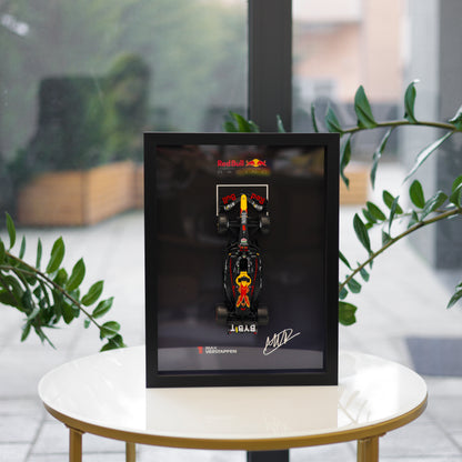 Max Verstappen F1 Frame with Red Bull 1:24 Scale Car - High-Quality Printed Background with Signature - 30x40cm Display - Formula 1 Gift