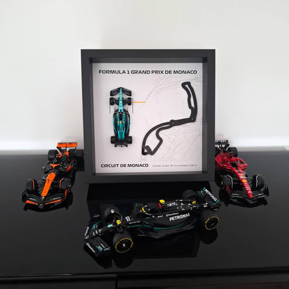 Monaco Framed 3D Art: 3D Plexiglass Track With Formula One Car Model