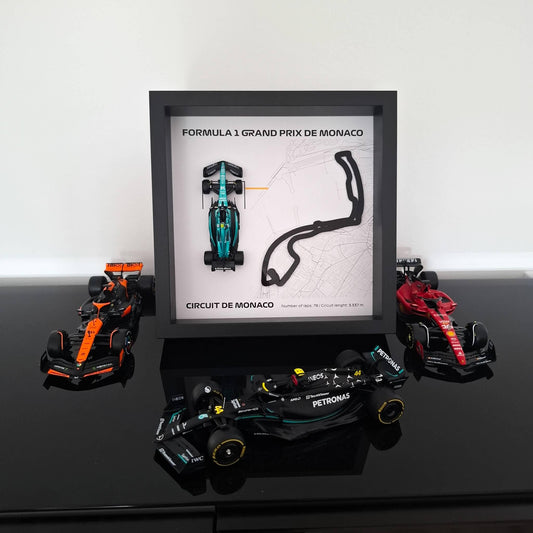 Monaco Framed 3D Art: 3D Plexiglass Track With Formula One Car Model