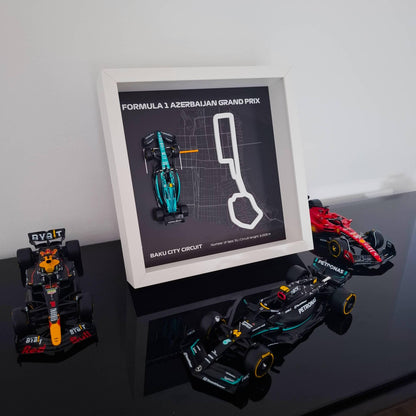F1 Azerbaijan - Baku City Circuit Framed Art: Plexiglass 3D Track with Formula One Car Model