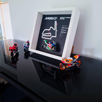 Motegi Moto Circuit 3D Framed Art: Japan Racing Gift with Motorcycle Model