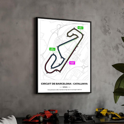 Framed F1 Catalunya Circuit Poster: Formula 1 Grand Prix Track Map