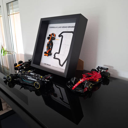 Las Vegas F1 Framed 3D Art: Plexiglass 3D Track with Formula One Car Model
