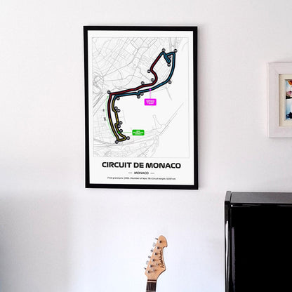 Framed Monaco Grand Prix Poster: Formula 1 Circuit Map - 50x70cm
