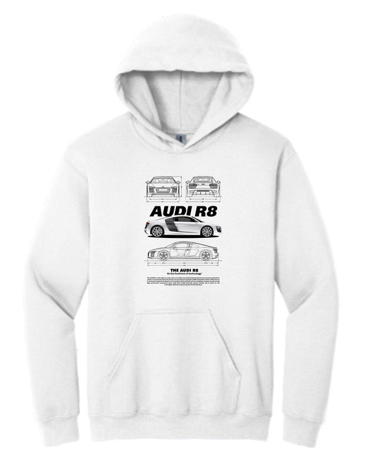 Audi R8 1 Hoodie (Various Colors and Sizes)