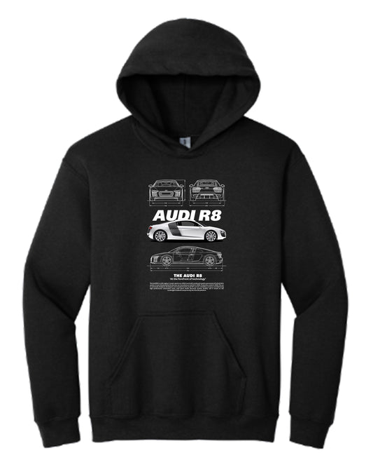 Audi R8 2 Hoodie (Various Colors and Sizes)