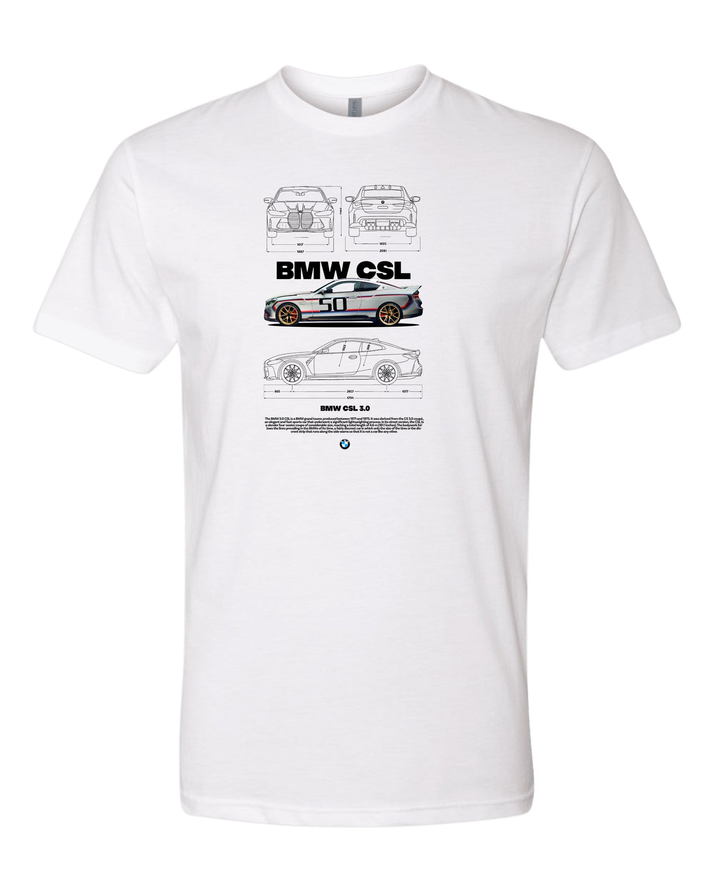 Bmw Csl 3 T-shirt (Various Colors and Sizes)