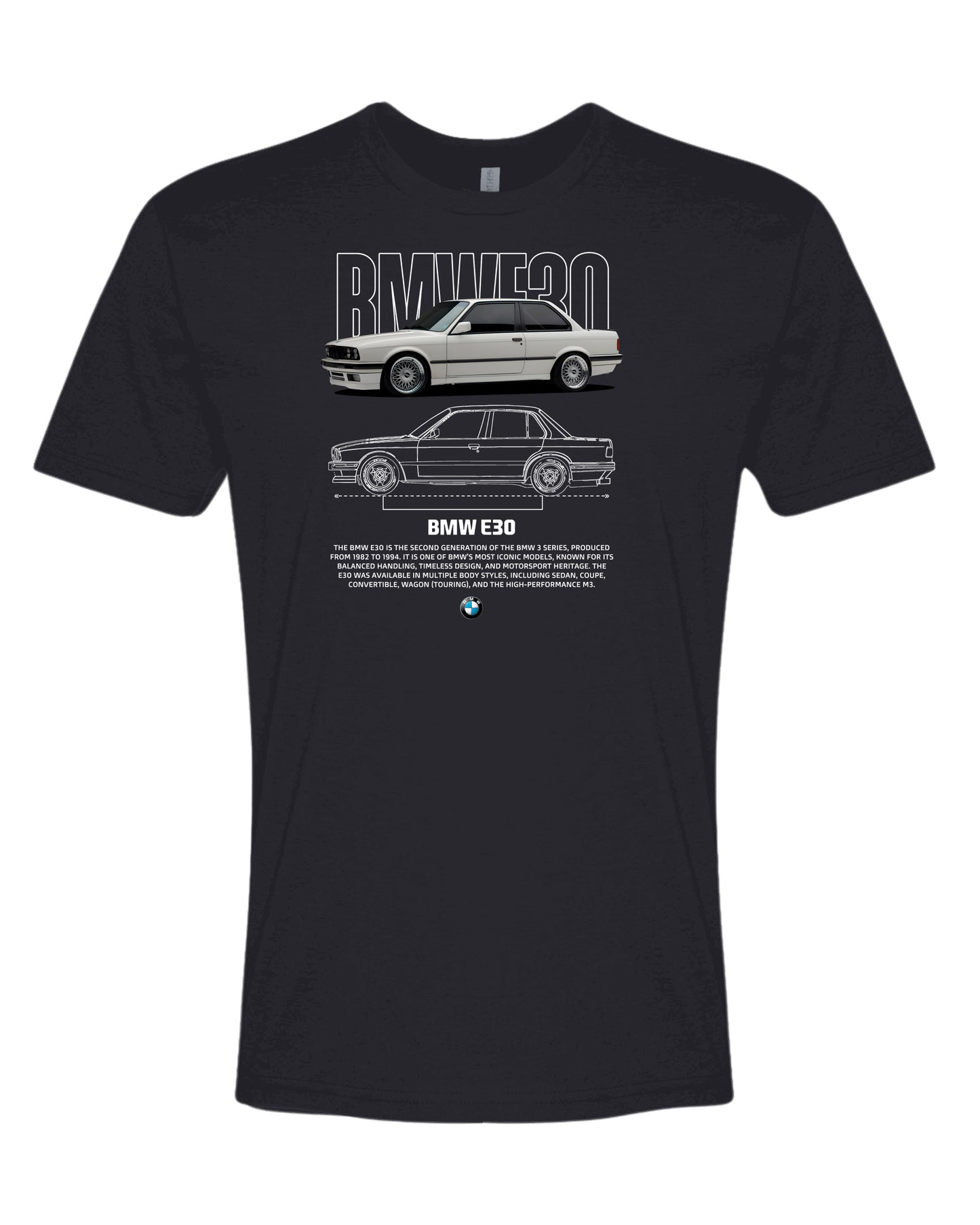 Bmw E30 3 T-shirt (Various Colors and Sizes)