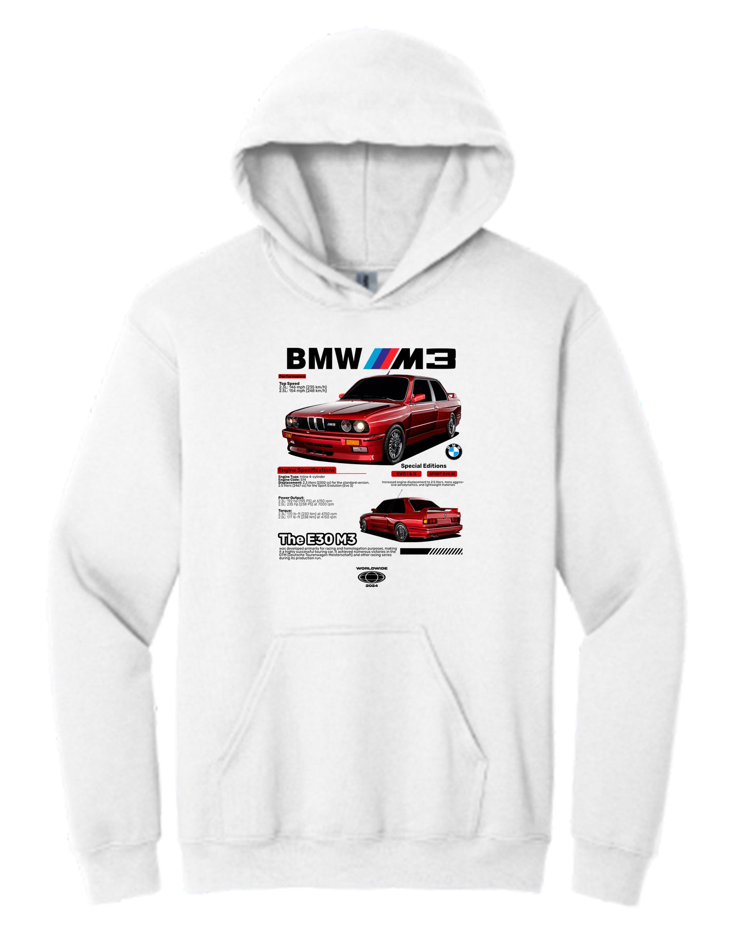 Bmw E30 M3 V2 Hoodie (Various Colors and Sizes)