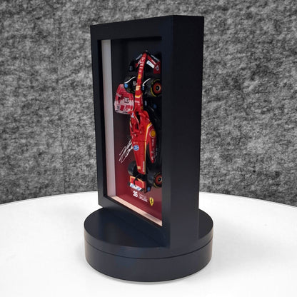 Charles Leclerc F1 Frame with Ferrari 1:43 Scale Car, 3D Helmet and Signature