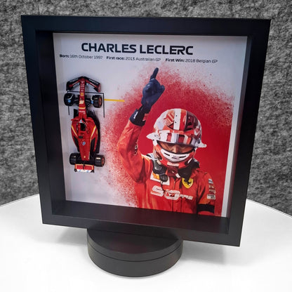 Charles Leclerc F1 Framed 3D Art: Formula One Ferrari Car Model