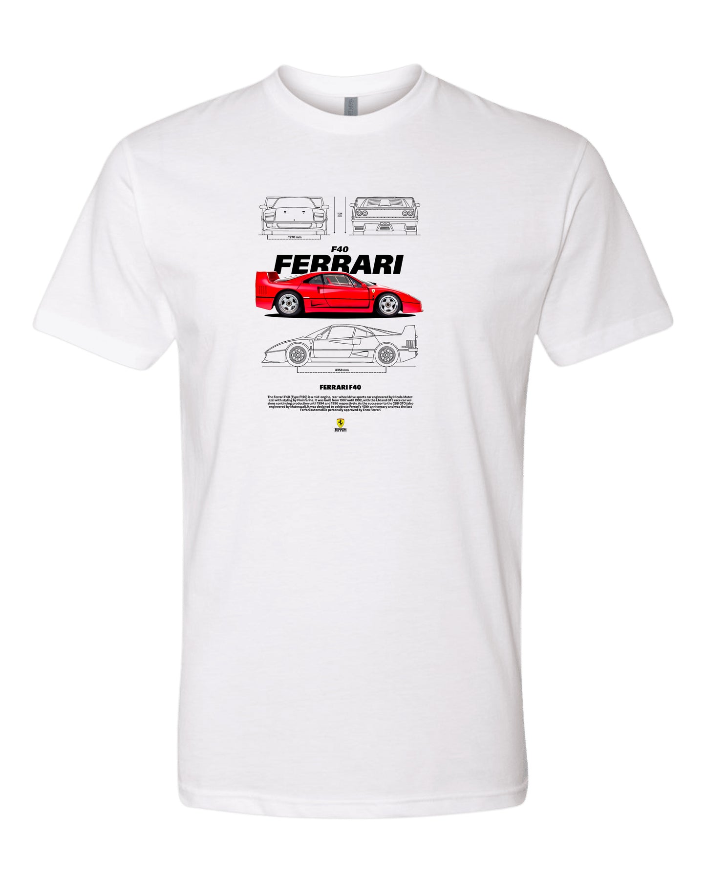 Ferrari F40 1 T-shirt (Various Colors and Sizes)