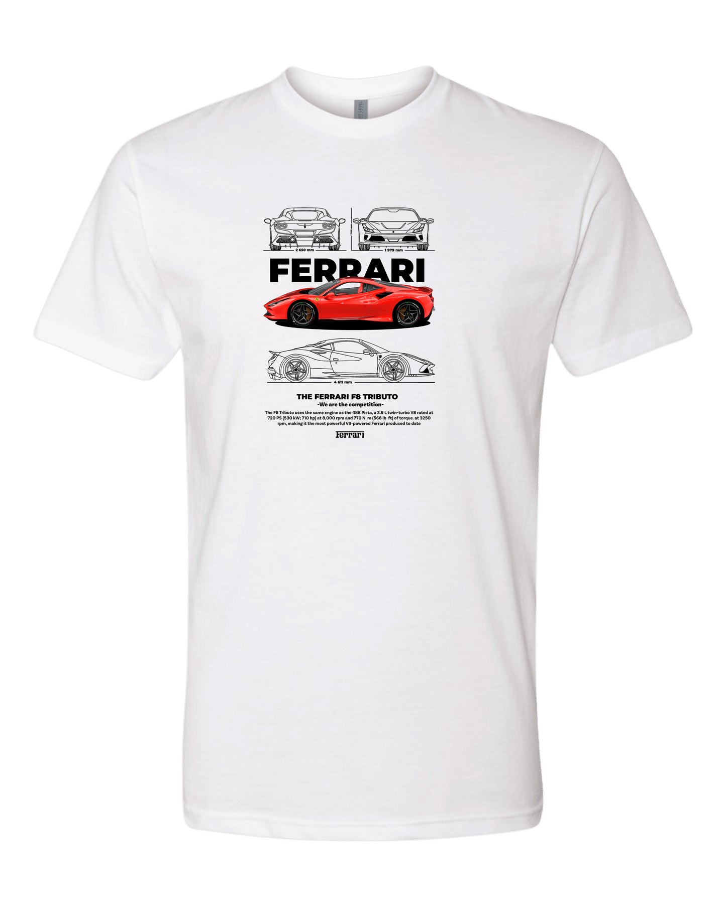 Ferrari F8 Tributo - Black T-shirt (Various Colors and Sizes)