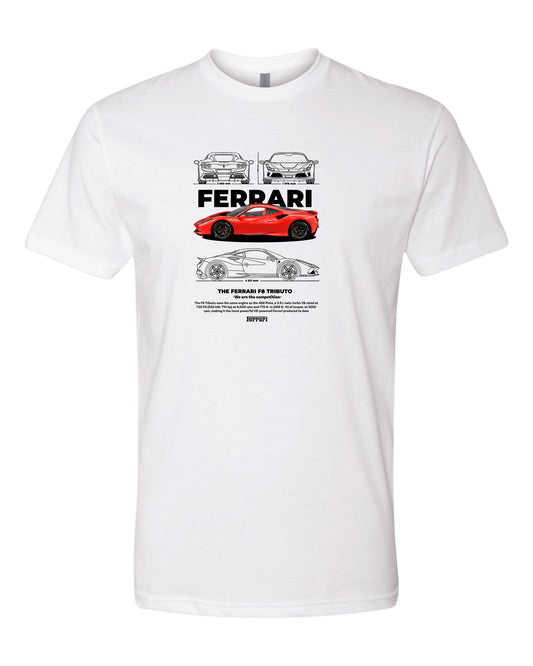 Ferrari F8 Tributo - Black T-shirt (Various Colors and Sizes)