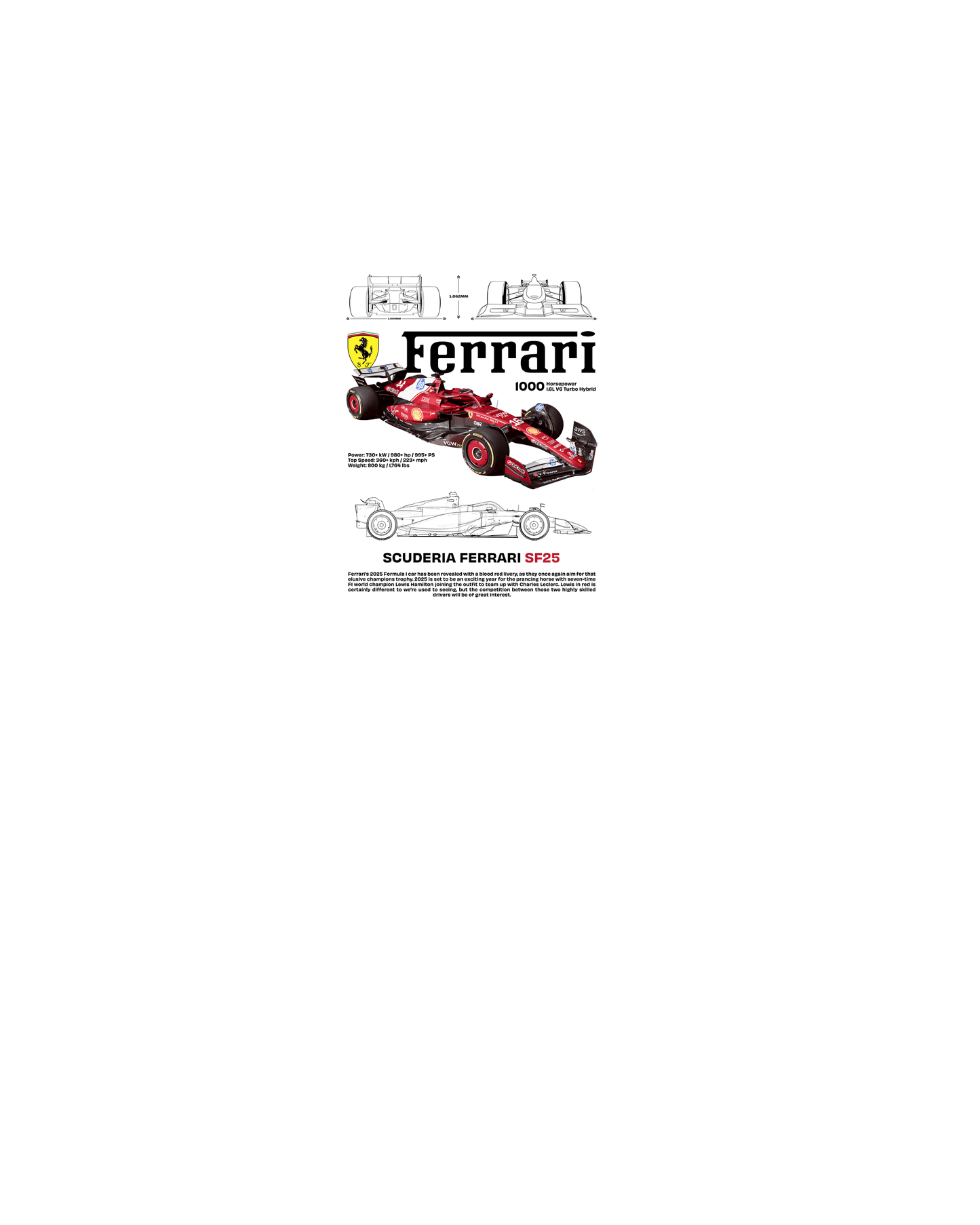Ferrari Sf25 T-shirt (Various Colors and Sizes)