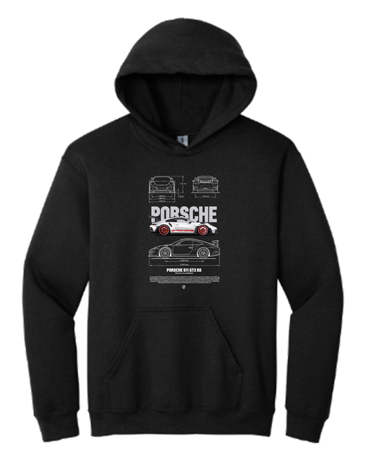 Gray Porsche 911 Gt3 2023 2 Hoodie (Various Colors and Sizes)