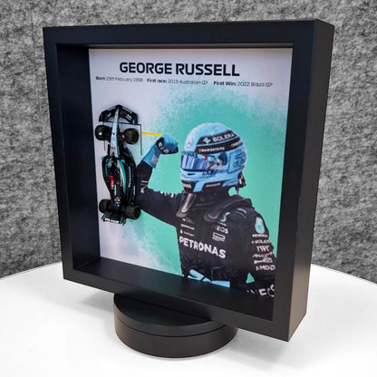 George Russell F1 Framed 3D Art: Formula One AMG Car Model