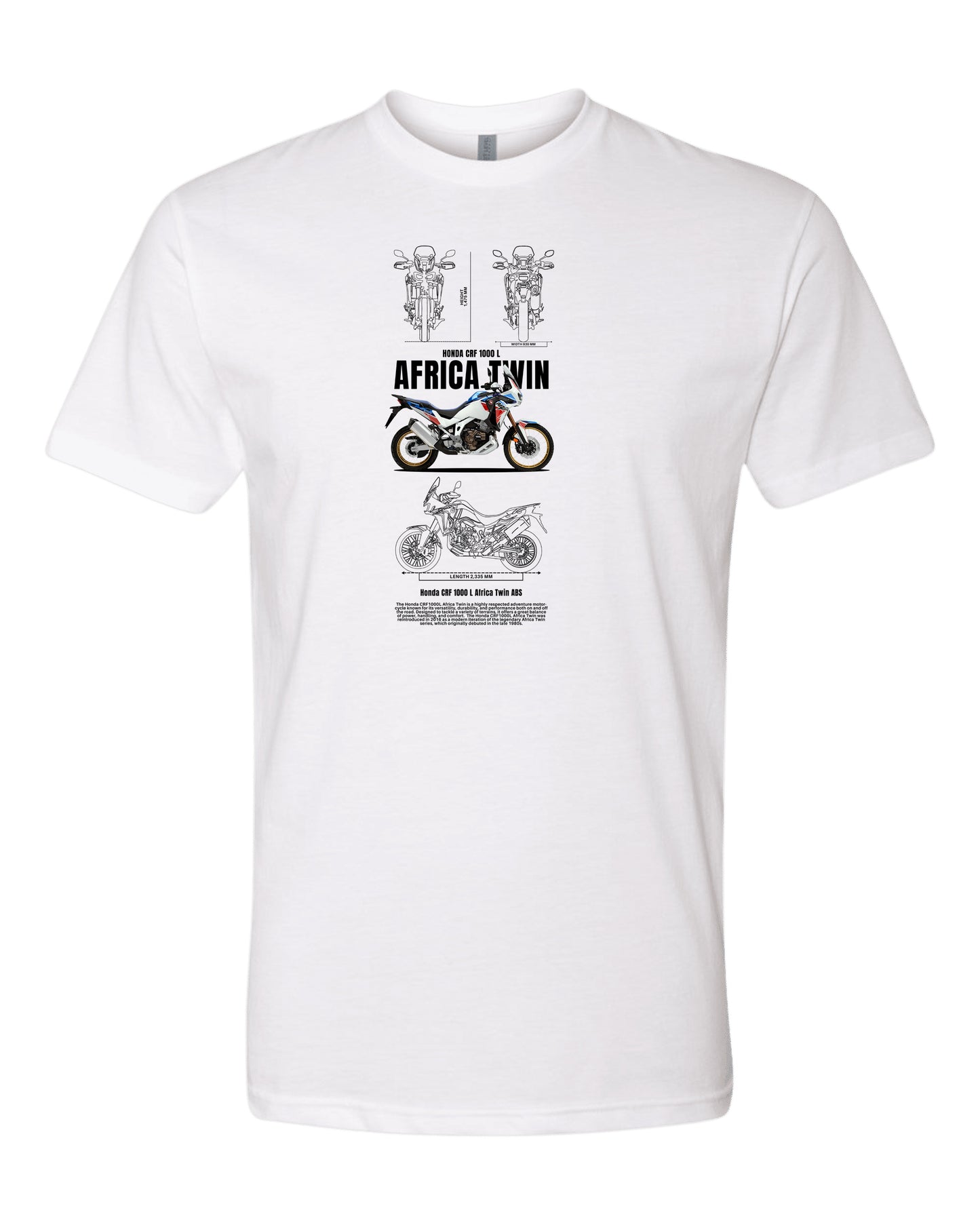 Honda Crf 1000 L Africa Twin Abs 2 T-shirt (Various Colors and Sizes)