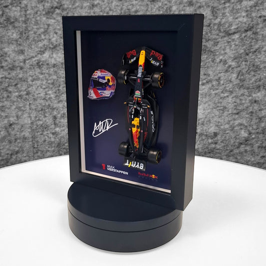 Max Verstappen F1 Frame with RB 1:43 Scale Car, 3D Helmet and Signature