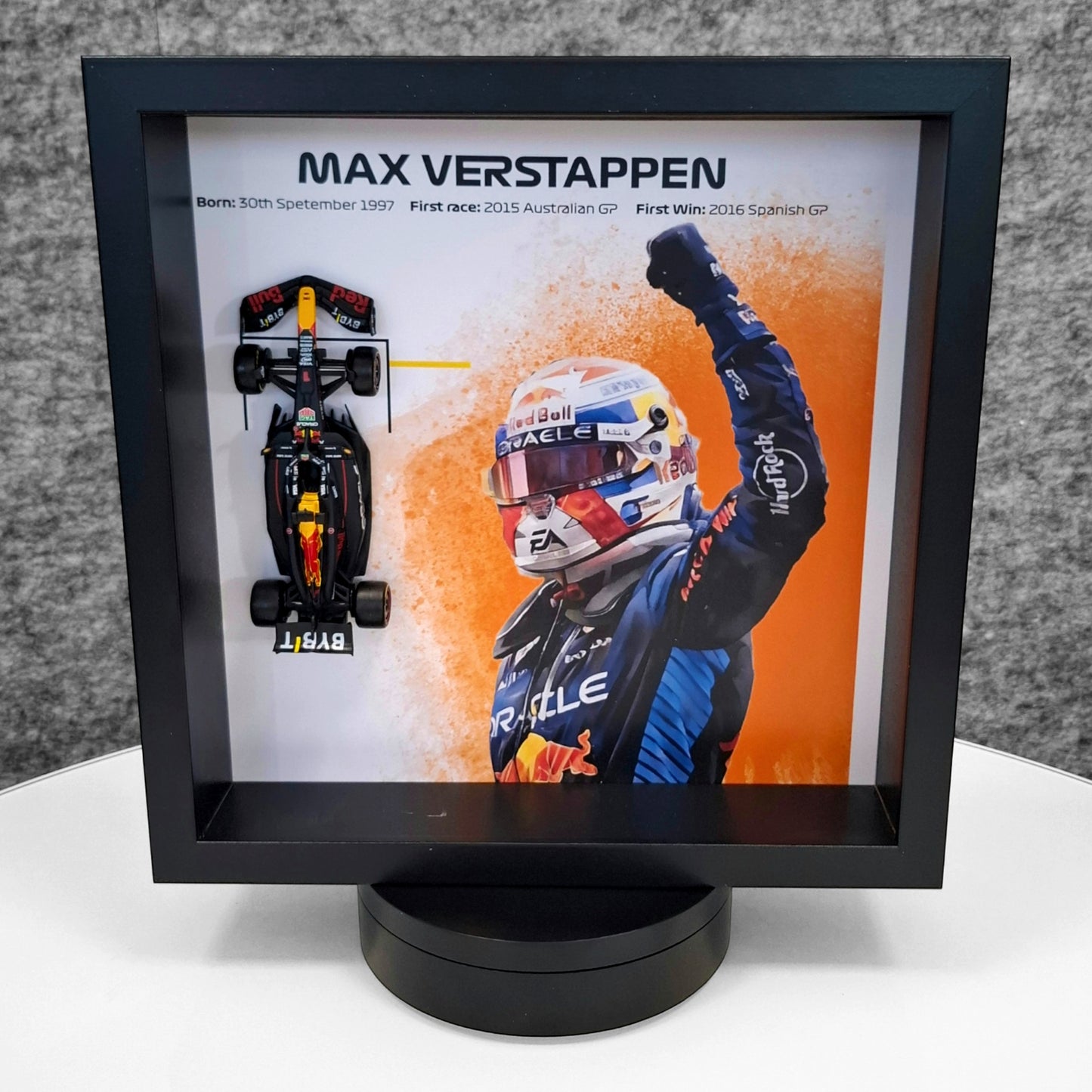 Max Verstappen F1 Framed 3D Art: Formula One RB Car Model
