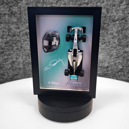 Nico Rosberg F1 Frame with AMG 1:43 Scale Car, 3D Helmet and Signature