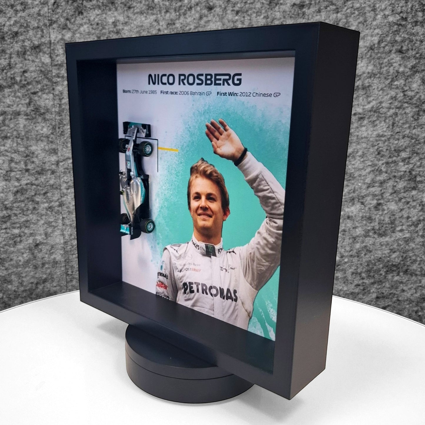 Nico Rosberg F1 Framed 3D Art: Formula One AMG Car Model