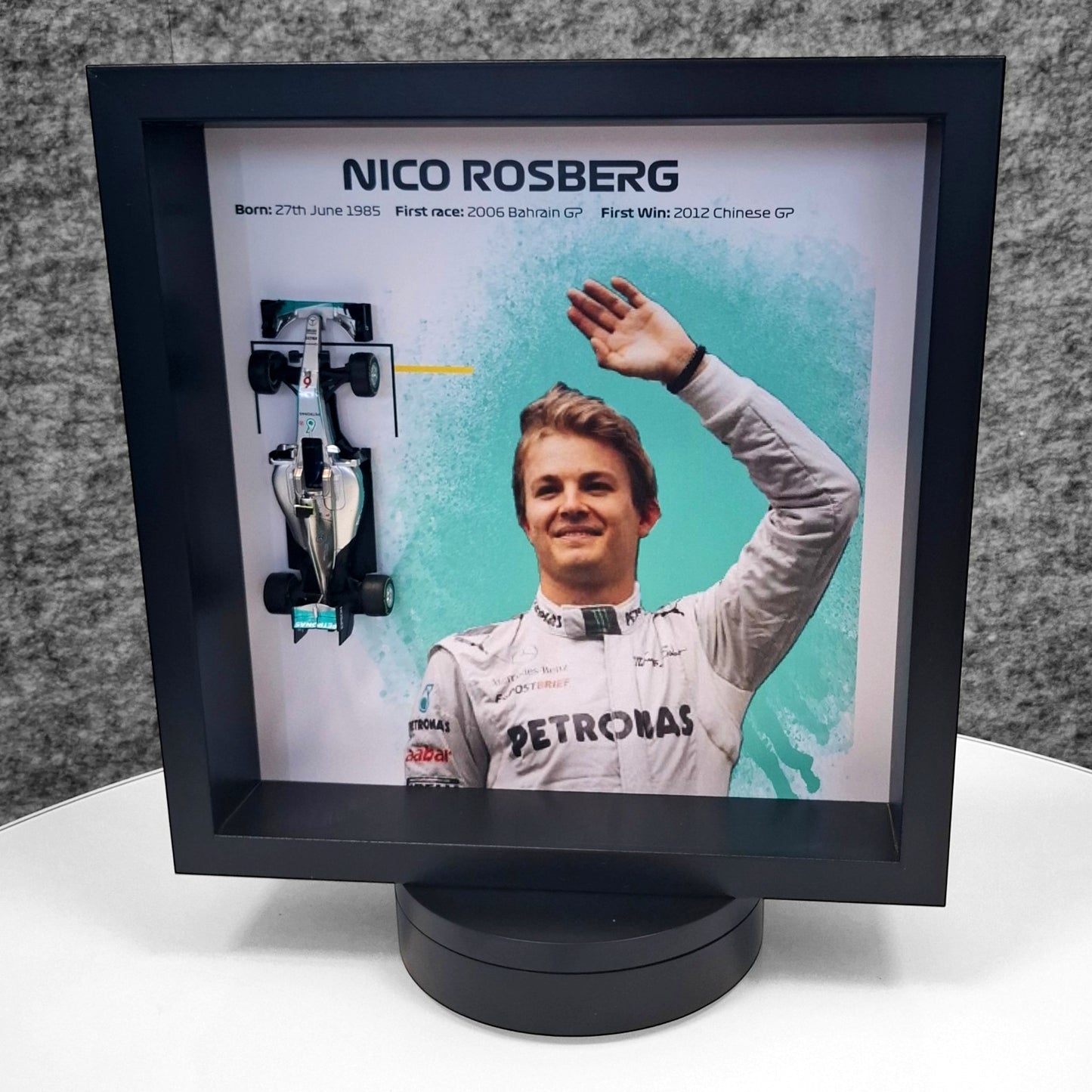 Nico Rosberg F1 Framed 3D Art: Formula One AMG Car Model