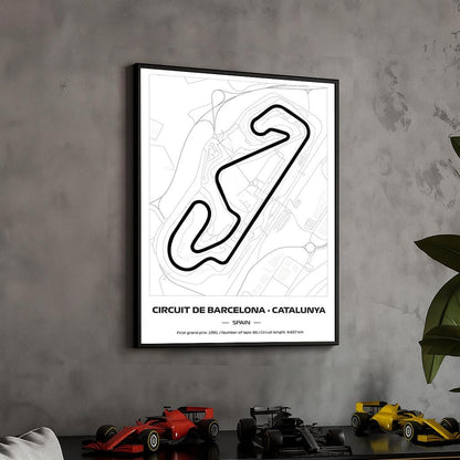 Framed F1 Catalunya Circuit Poster: Minimalist Motorsport Art (50x70cm)