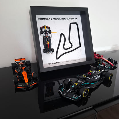Red Bull Ring F1 Framed Art: Plexiglass 3D Track with Formula One Car Model