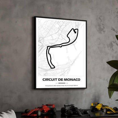 Framed Monaco F1 Track Poster: Minimalist Grand Prix Circuit Art (50x70cm)