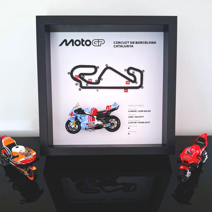 Barcelona Moto Circuit 3D Framed Art: Spain Racing Gift