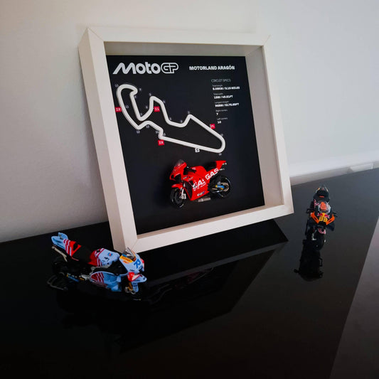 Motorland Aragón 3D Framed Track Art with Motorcycle Model