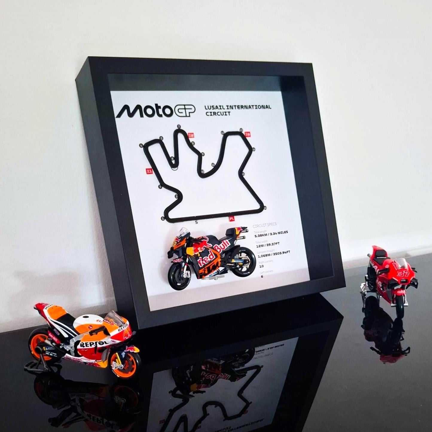 Lusail Circuit 3D Framed Moto Art: Qatar Racing Gift