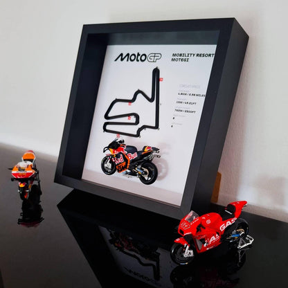 Motegi Moto Circuit 3D Framed Track Wall Art with Motorcycle Model – Japan Racing Gift