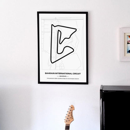 Framed Bahrain Formula 1 Circuit Poster: Minimalist F1 Print (50x70cm)