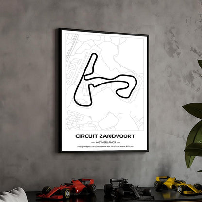 Framed F1 Zandvoort Circuit Poster: Minimalist Motorsport Art (50x70cm)