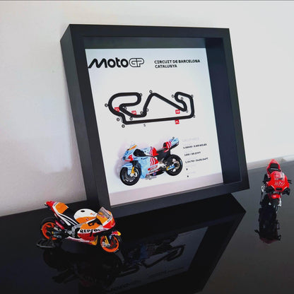 Barcelona Moto Circuit 3D Framed Art: Spain Racing Gift